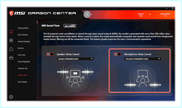 Game center msi