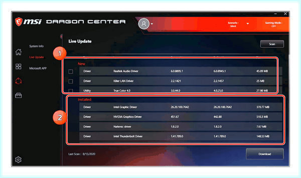 Game center msi