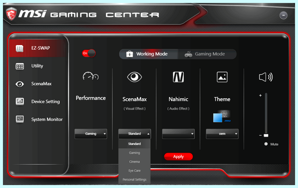 Game center msi