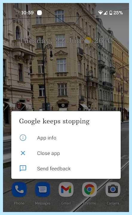 Google не удалось запустить приложение