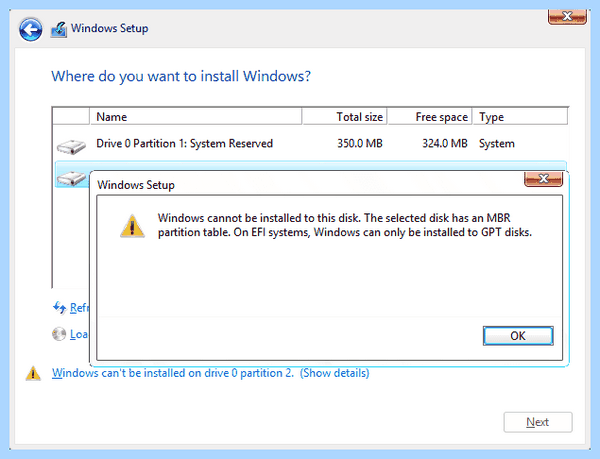 Gpt диск установка windows на данный невозможна