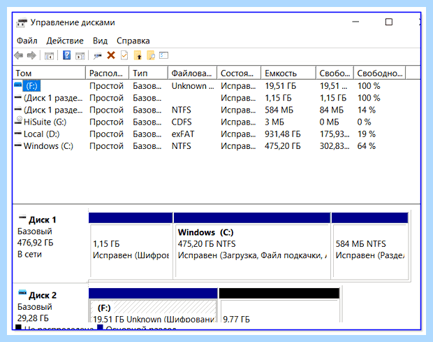 Windows управление дисками
