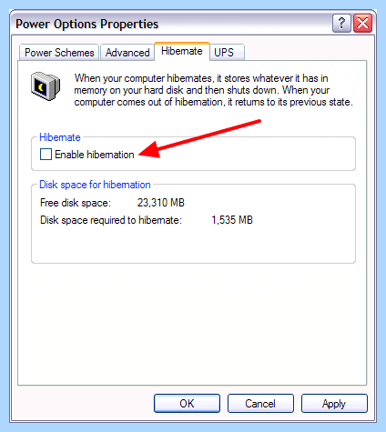 Hiberfil sys удалить windows