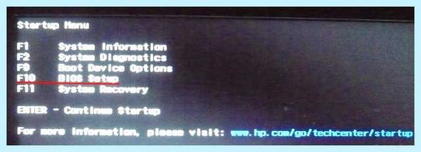 Hp boot menu