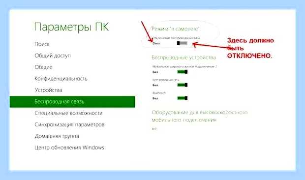 Включить беспроводную связь () Включить беспроводную связь