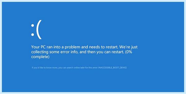 Inaccessible boot device ошибка (inaccessible, boot, device, ошибка, командную строку) Inaccessible boot device ошибка