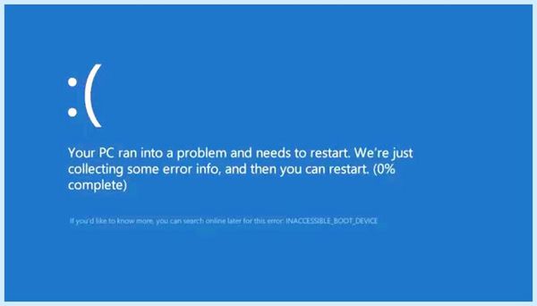 Inaccessible boot device при загрузке windows