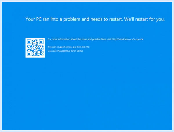 Inaccessible boot device при загрузке windows