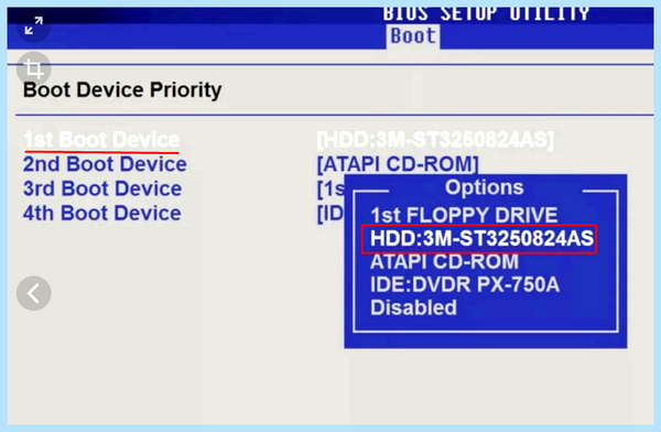 Insert boot media in selected device