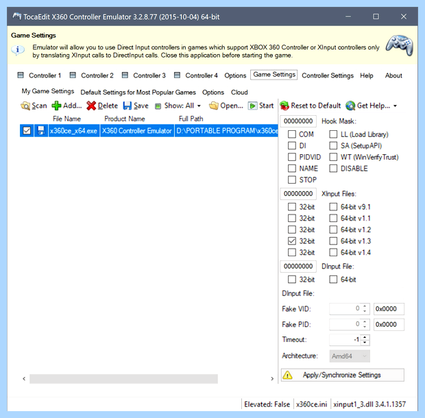 Xinput windows 10