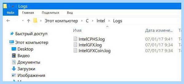 Intel что за папка