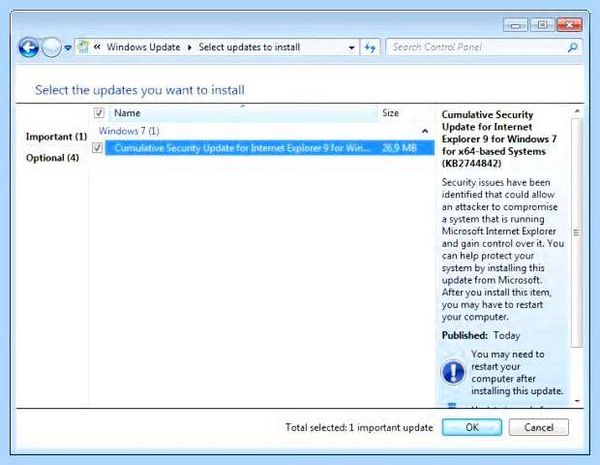 Internet explorer update