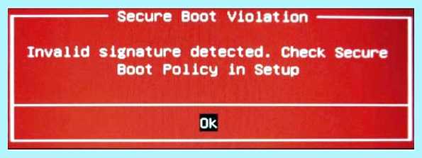 Invalid signature detected (invalid, signature, detected, BIOS UEFI, press Enter, Secure Boot) Invalid signature detected