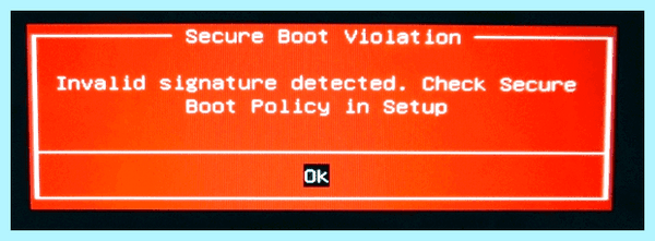 Invalid signature detected (invalid, signature, detected, BIOS UEFI, press Enter, Secure Boot) Invalid signature detected