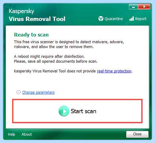 Kasperskiy virus removal tool
