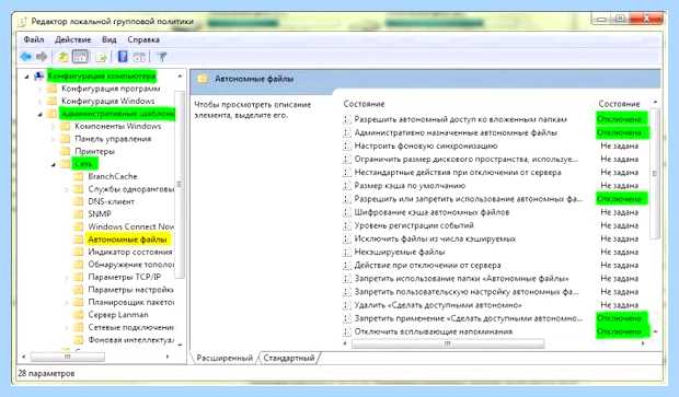 Автономные файлы windows 7 отключить или нет