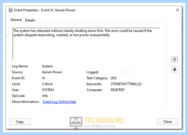 Kernel power 41 63 70368744177664 2