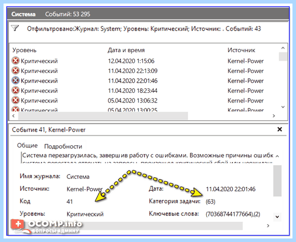 Kernel power 41 63