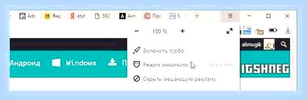 Войти в режиме инкогнито яндекс
