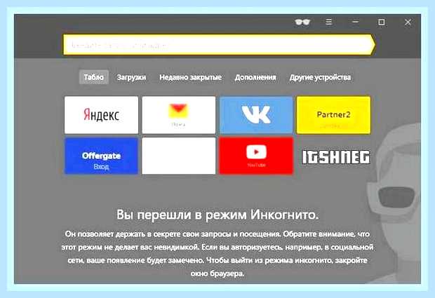 Войти в режиме инкогнито яндекс