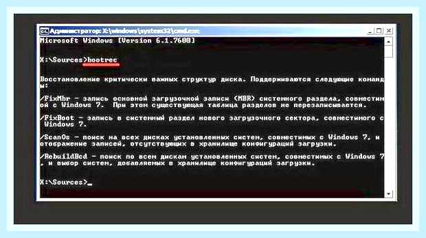 Восстановить загрузчик windows 7 из командной строки
