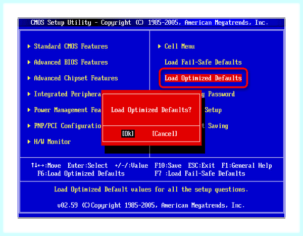 Load optimized defaults перевод на русский