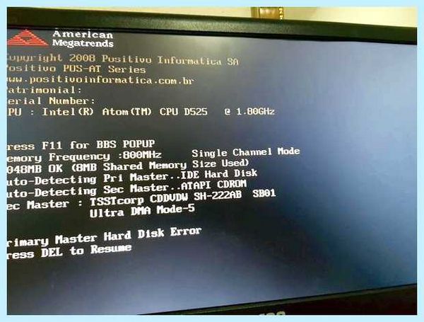 Master hard disk error