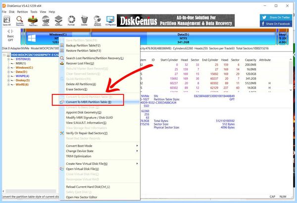 Mbr to gpt при установке windows 10