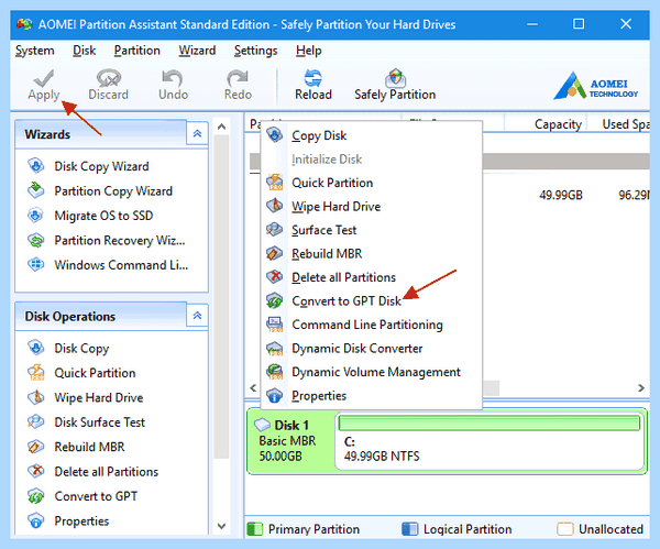 Mbr to gpt при установке windows 10