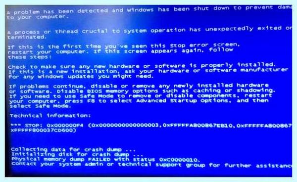 Memory dump failed