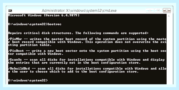 Восстановление mbr windows 7 через командную строку