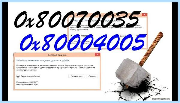 0x80004005 windows не может получить доступ Щелкните один
