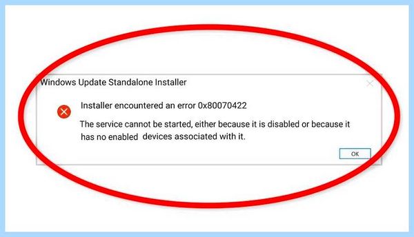 0x80070422 windows 7 При успешном выполнении появится