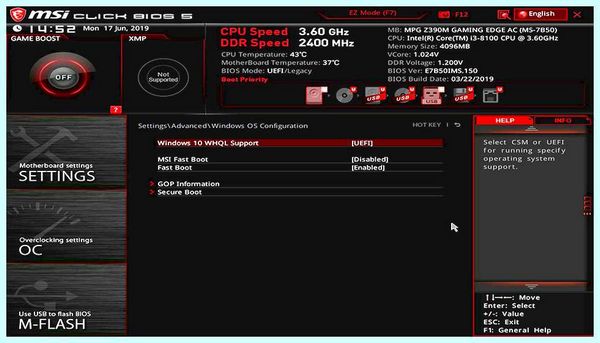 Msi click bios установка windows
