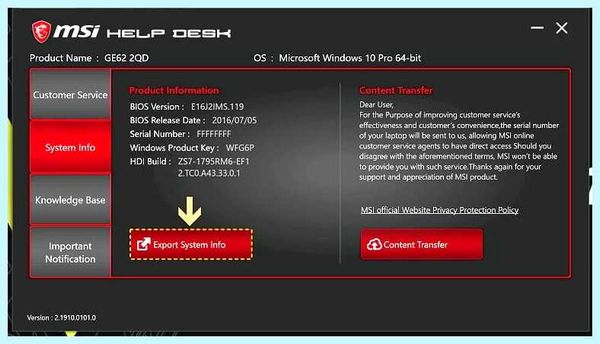 Msi help desk