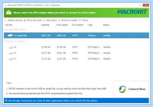Ntfs to fat32