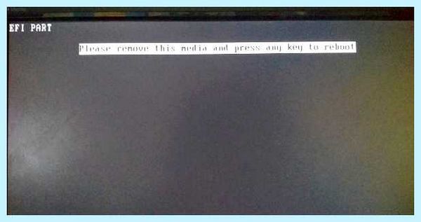 Press a key to reboot