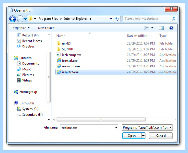 Program files internet explorer