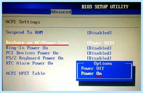 Restore on ac power