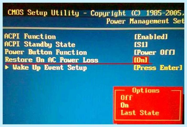 Restore on ac power