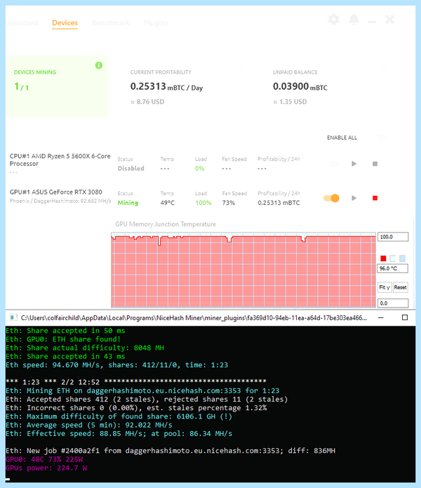Rtx 3070 palit gaming pro майнинг