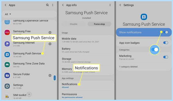 Samsung push service