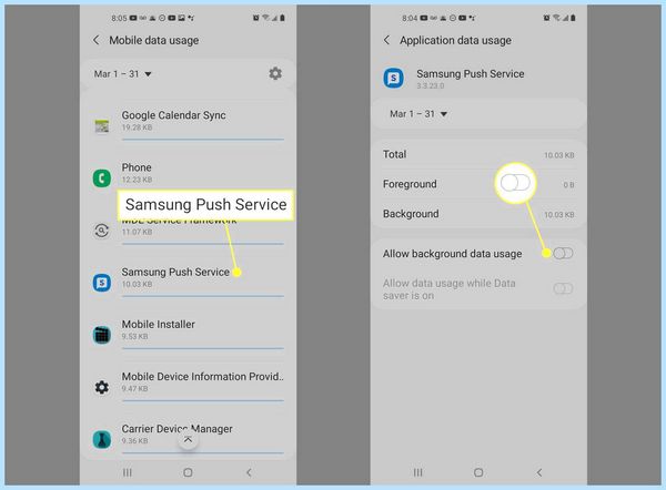 Samsung push service