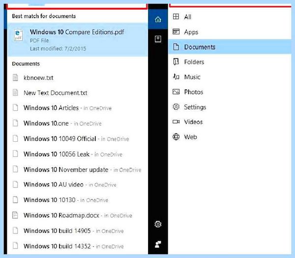 Search and cortana