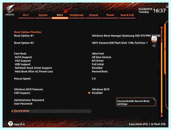 Secure boot enabled