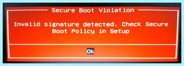 Secure boot отключить