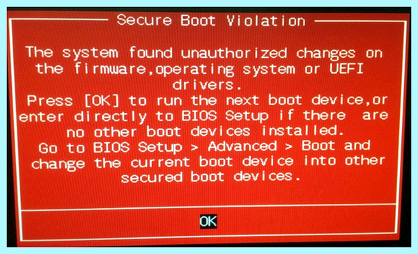 Secure boot violation