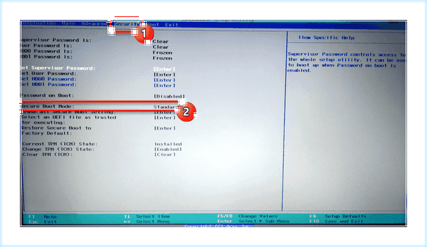 Acer security boot fail