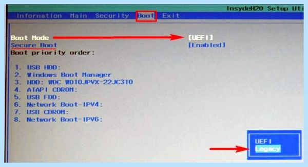 Boot mode acer