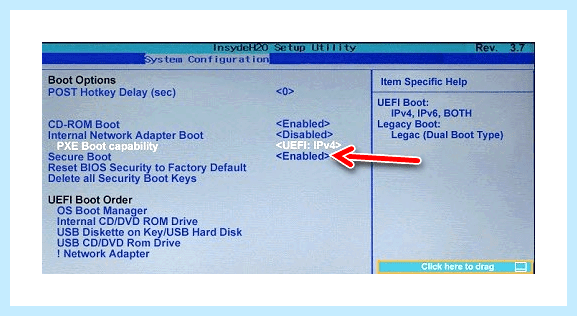 Acer security boot fail